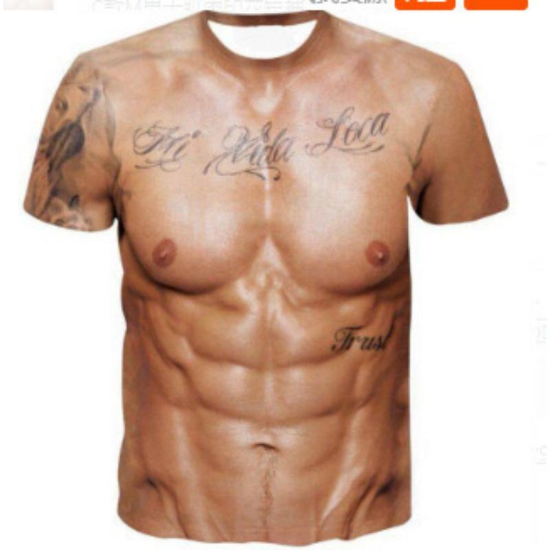 Suitable for Both Men Women Spring Summer Printed 3D Muscle Strong Men's Trendy Fashionable T-shirt