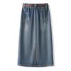 Saia Midi Jeans A-Line Retrô Chique - Cintura Alta, Slim Fit, Confortável e Estilosa, Estilo Coreano Primavera 2026