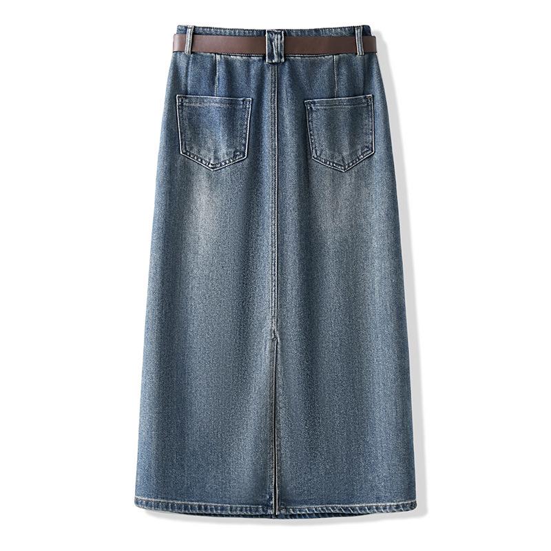 Saia Midi Jeans A-Line Retrô Chique - Cintura Alta, Slim Fit, Confortável e Estilosa, Estilo Coreano Primavera 2026