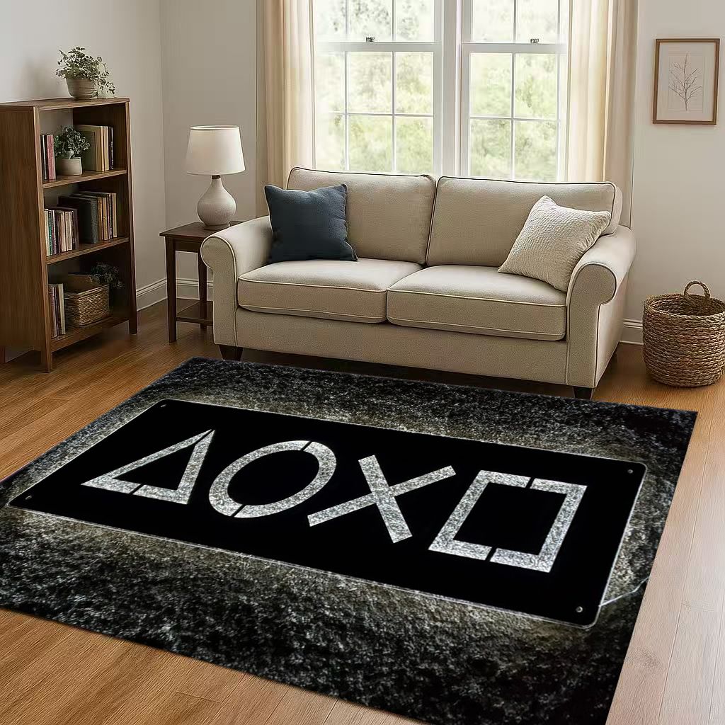 Retro Game Zone Sign Gamer Controller Living Room Non-Slip Area Rug Carpet for Bedroom Kids Playroom Sofa,Home Decor Doormat