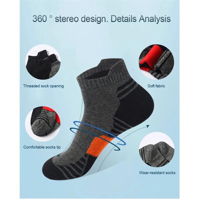 5/10Pairs Men's Ankle Sport Socks - Sweat-absorbing Breathable Comfy Socks For Running Outdoor Activities