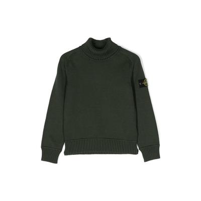 Pullover FW22 Einfarbig Logo Rundhals Langarm Pullover Dunkelgrün Kinder Kinderpullover 7716504A2-V0058