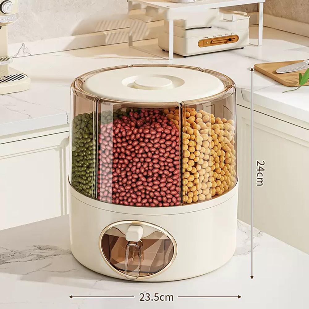 

360° Rotating Rice Storage Container Airtight Moisture-Proof Insect-Proof Grains Organizer for Home Kitchen M