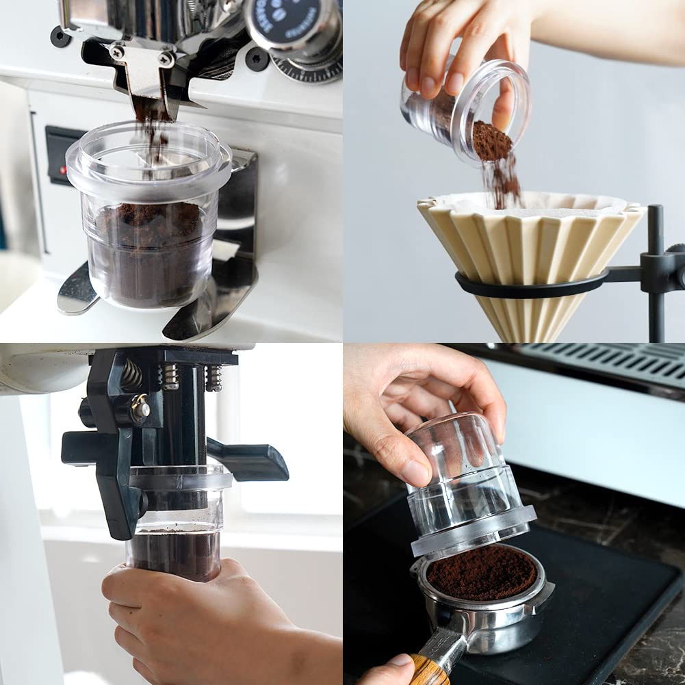 Leeseph Coffee Dosing Cup, Transparent Espresso Sniffing Mug 58mm Coffee Portafilter Dosing Cup Clear Coffee Machine Accessories