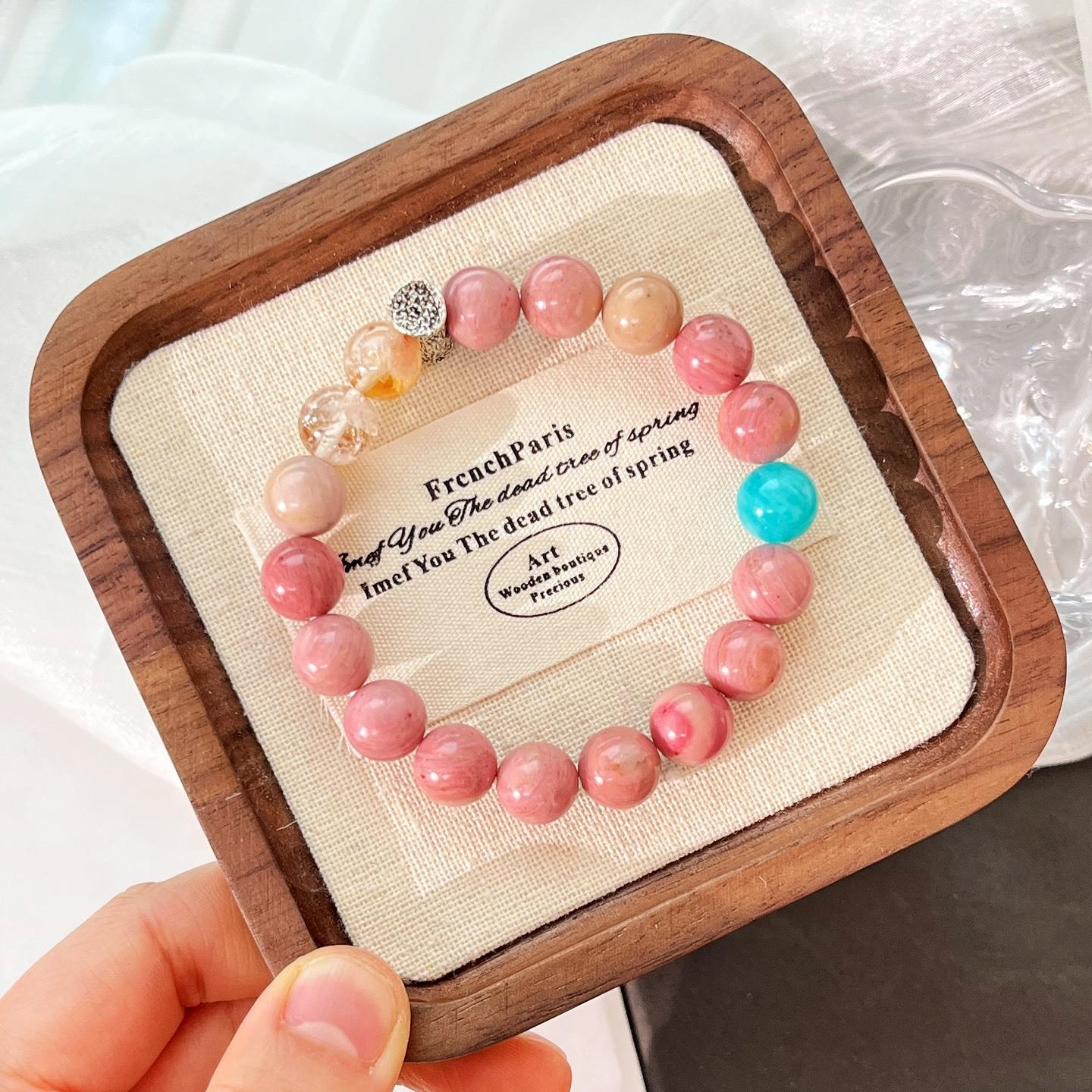 Design Sense Natural Mahogany Pattern Tianhe Stone Honey Milk Cover Citrine Bracelet