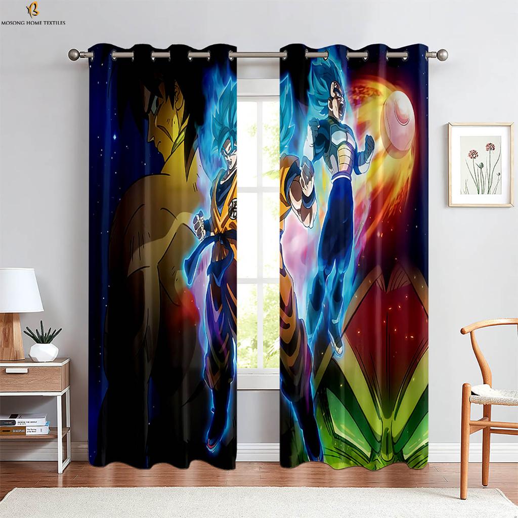 -Blooded Anime Cartoon Printed Curtains Boys And Girls Room Dormitory Decorative Curtains Easy To Wash And Care 2 Pieces