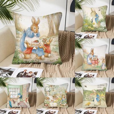 Cartoon Peter Rabbit Pillow Case Fashion Square Pillowcase Bedroom Sofa Room Ins Decoration Leisure Cushion Cover 40x40