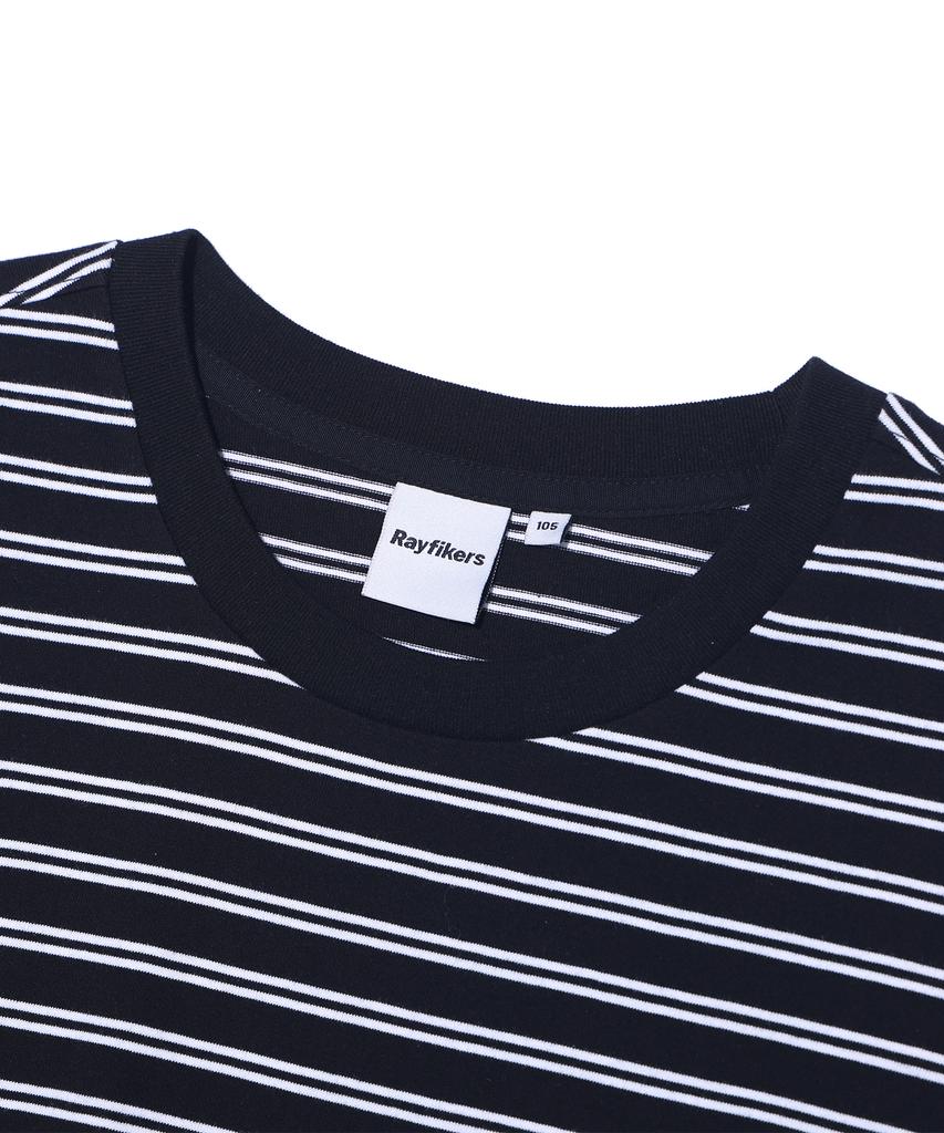 RAYFIKERS Striped Embroidered Short Sleeve Mq2Tu276_Black