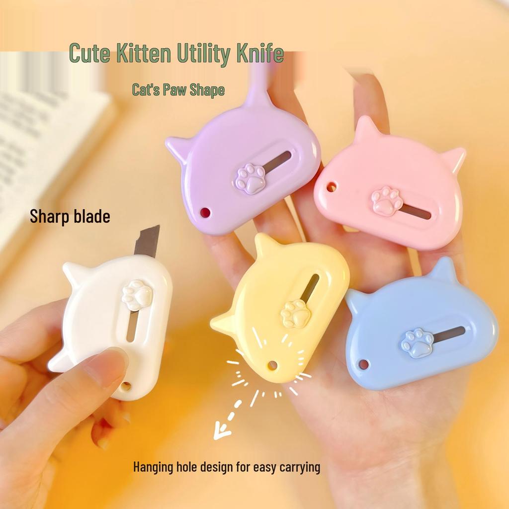 Süßes Kätzchen-Universalmesser in Bonbonfarbe - Mini Tragbarer Papierschneider