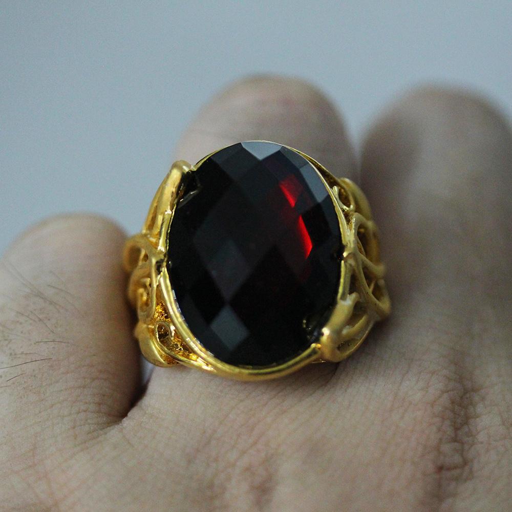 Neuer Großer Kristallring Herren Goldfarbe Hohlblatt Geometrie Ringe Für Männer Vintage Party Schmuck Geschenk 2024