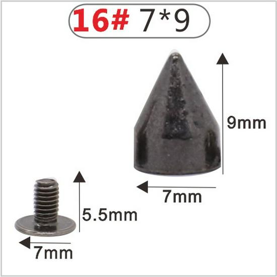 Punk Spike Alloy Bullet Rivet Horn Cone with Base Screw for Apparel, Bags, Shoes