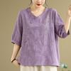 Chinese Style Cotton and Linen Short-sleeved T-shirt Women's Summer Half-sleeved Mid-sleeved National Style Top