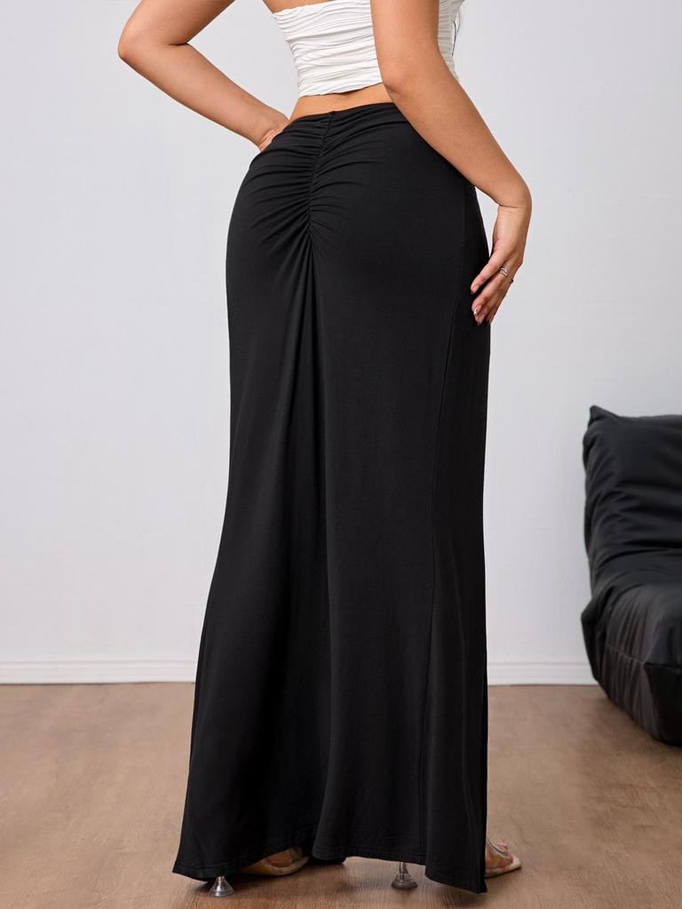 Elegant High-Waisted Midi Skirt with Slit - Women's Fall/Winter 2024 Collection