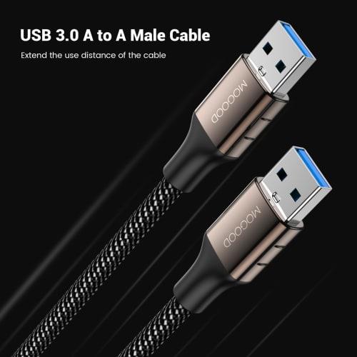 MOGOOD Przedłużacz USB Kabel USB 3.0 Męski do Męskiego (3m) Kabel USB do USB Kompatybilny z obudową HDD, aparatem, tabletem graficznym, TV boxem, aparatem,