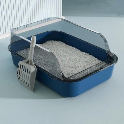 Caja de arena semicerrada para gatos, accesorios para mascotas, caja de arena de plástico con tapa abierta, inodoro antisalpicaduras para gatos, bandeja de arena para gatos para el hogar