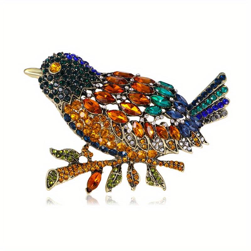 

Exaggerated Full Crystal Bird Exquisite Luxury Brooches Pins For Women Men Vintage Gorgeous Design Accessories Badges коричневый