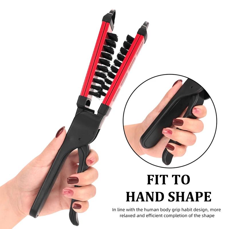 1pcs Professional Hair Straightener Brush High Quality V-shape Double Sided Clamp Flat Comb Anti-static Hair Beauty Styling Tool