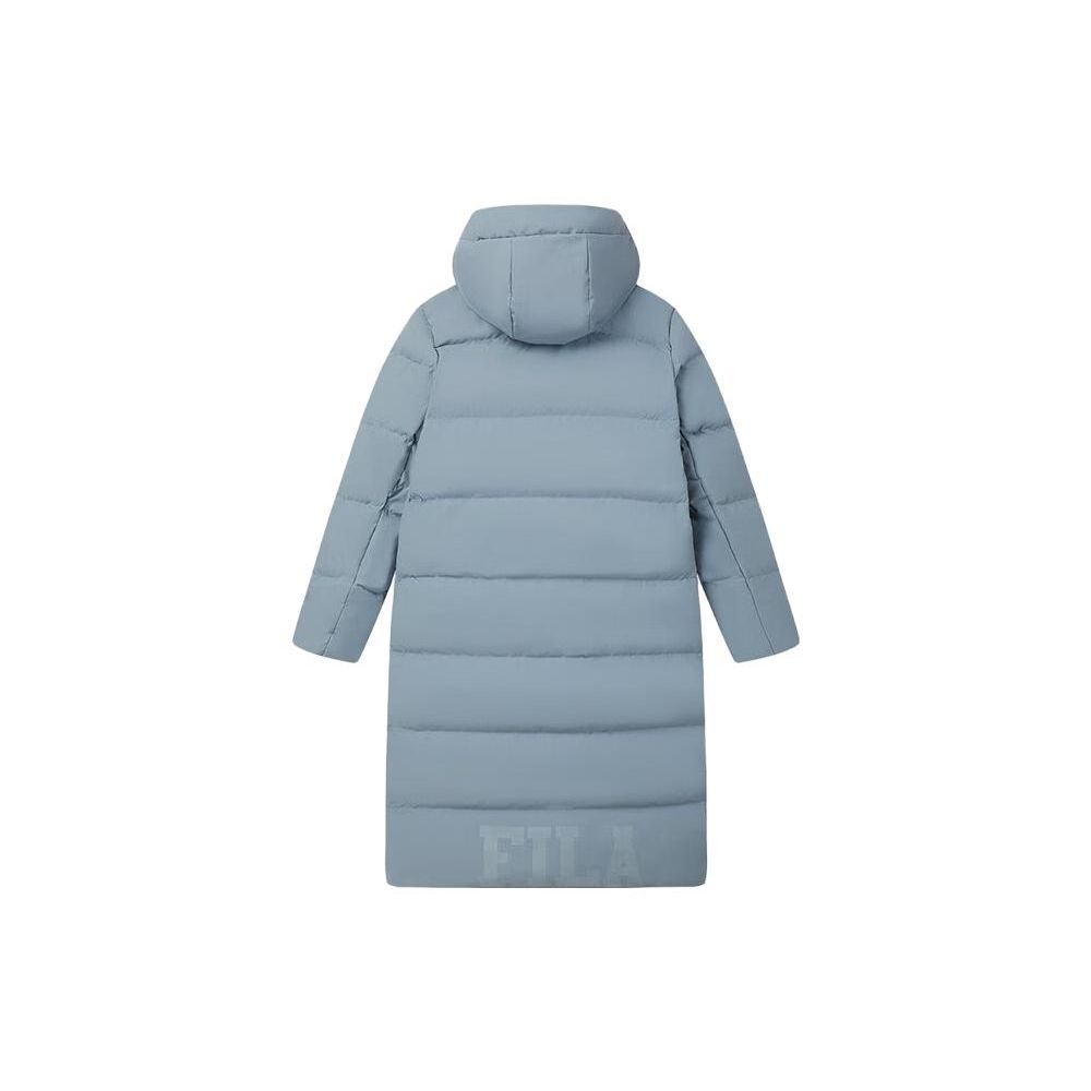 FILA Letter Print Hooded Long Pants Down Jacket Unisex Outerwear Ethereal-Gray F51U349902F-DY