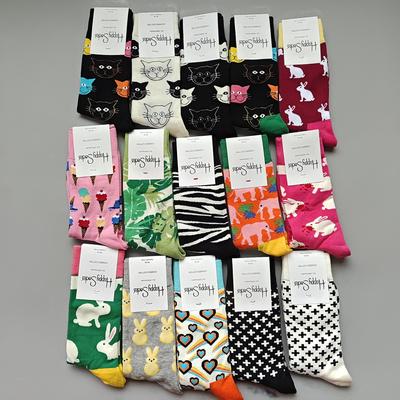 Trendy Dame Happy Socks - Sokker i Ren Bomuld til Midt på Læggen til Alle Årstider og Alsidigt Overtøj