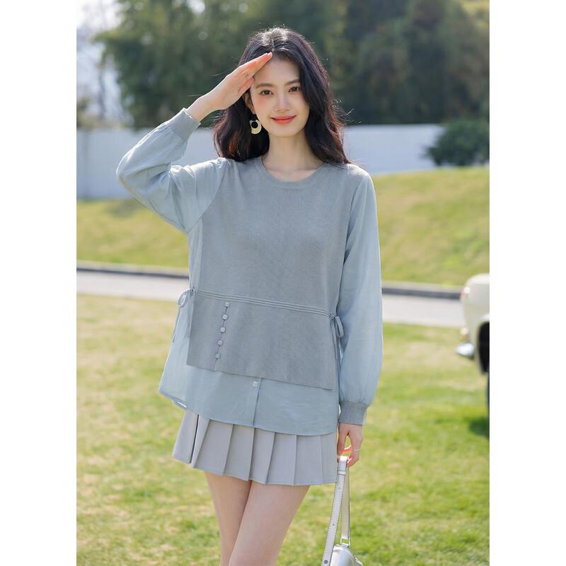 Spliced Irregular Knit Sweatshirt
