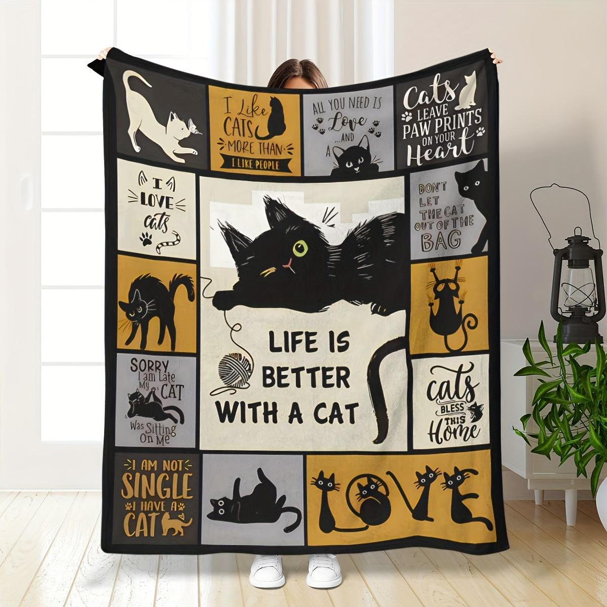 

VIKAMA Pet Love Declaration Flannel Blanket Soft and Comfortable Cat Owner sofa Nap Blanket Room Decoration Nap blanket 75X90CM