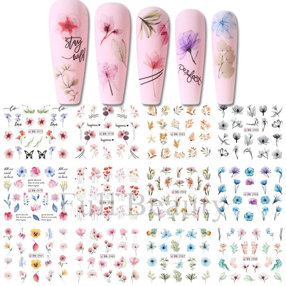Nail Art Stickers Ins Spring And Summer Flower And Grass Series Zou Ju Flower Watermark Nail Stickers