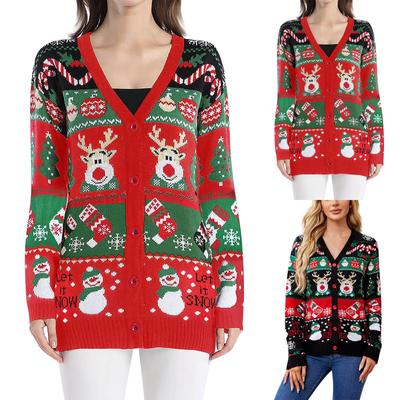 Women's Fashion Red Santa Claus Long Sleeve Round Neck Christmas Sweater