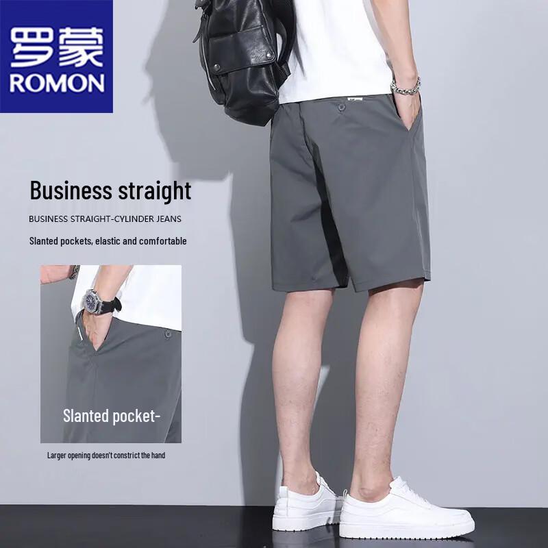 ROMON Men s Summer Casual Loose Fit Mid-Length Suit Shorts 4XL