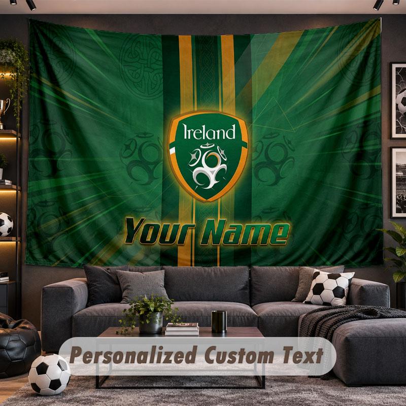 Wall Hanging Tapestry Custom NameIreland Rugby Pattern Personalized Printed Fabric Wall Decor