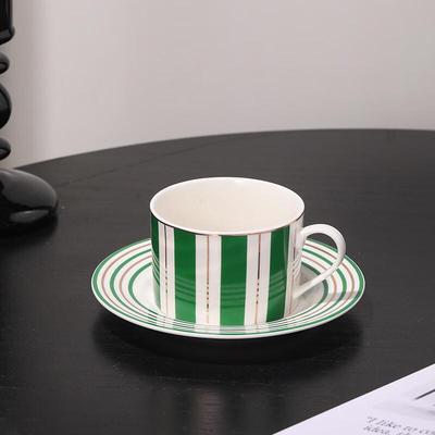 Wutuo Striped Ceramic Cup and Saucer Set