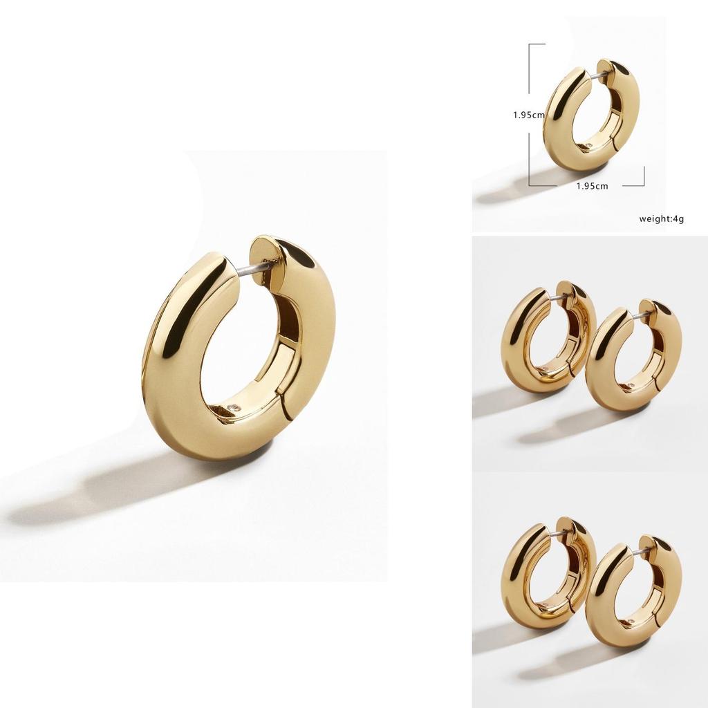 Trendy Metal Copper Hoop Earrings For Women Simple And Sleek Design In Gold And Silver