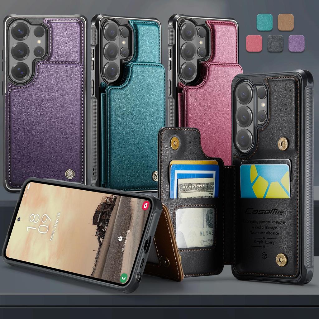 CaseMe Premium PU Leather Case For Samsung Galaxy S26+ S25 S24 S23 S22 S21 S20 Plus Ultra FE Card Wallet Holder Phone Back Cover Protector Skins
