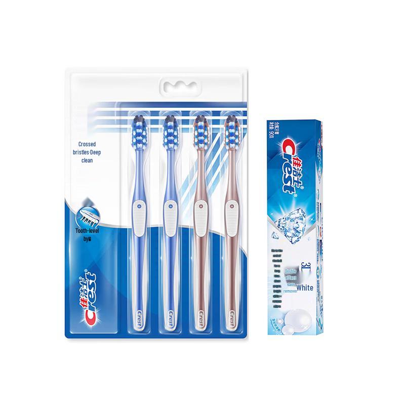 Crest Oral Care Bundle: All-in-One 7-Effect Toothbrushes & 3D White Toothpaste 4-pack Toothbrushes, 90g Toothpaste