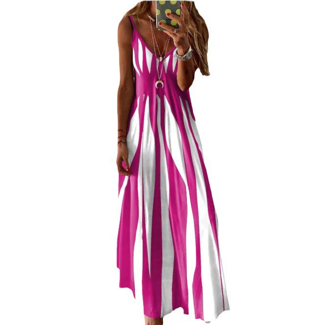 Women's Summer 2026 Color Block Print Loose Sling Dress