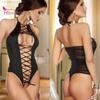 Body Body Cross Cross Crotchless Sexy zábavné oblečení pro ženy Halter Noční košile s šněrováním