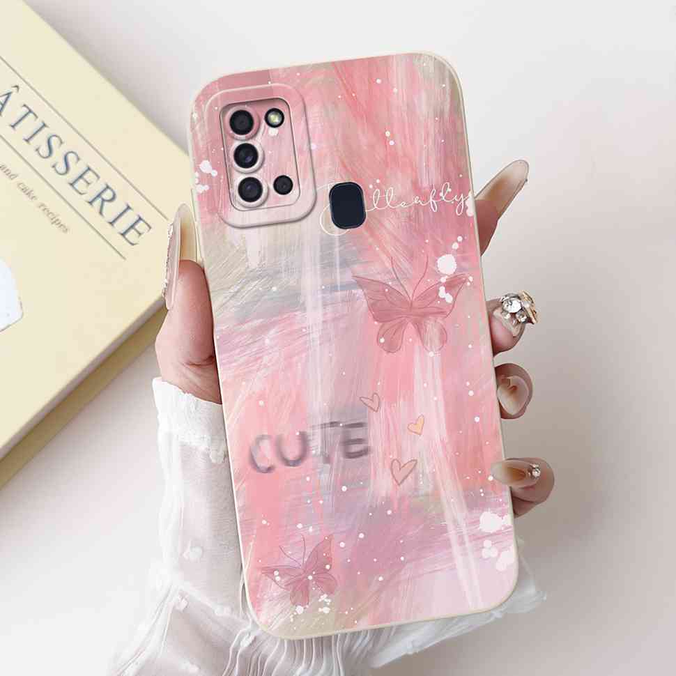 For Samsung Galaxy A21s SM-A217F Case Fashion Love Bow Cute Rabbit Soft Silicone Cover For Samsung A21s A 21S 6.5" Phone Cases