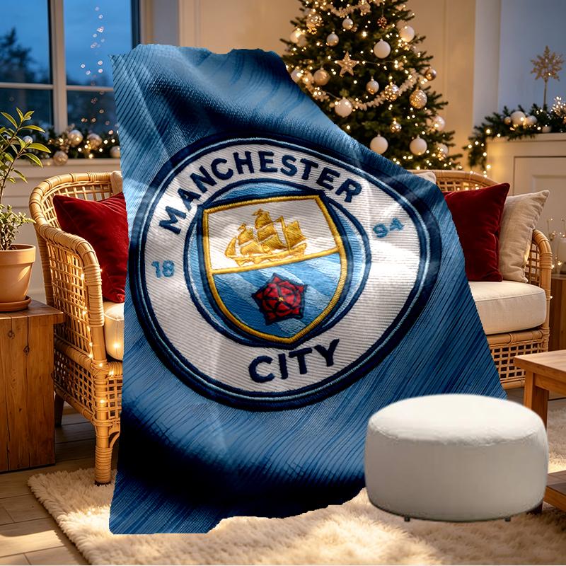 Manchester City FC Print Blanket - Soft & Comfortable, for Bedroom, Travel, Sofa, Home Decoration - Birthday Christmas Gift for Friend