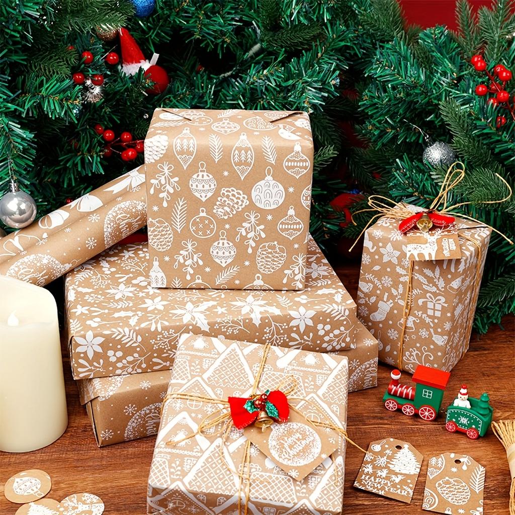 1roll Large Roll Christmas Wrapping Paper -Vintage Brown, Ruffled Edge Elegant Gift Wrap for Wedding & Christmas, Smooth Texture