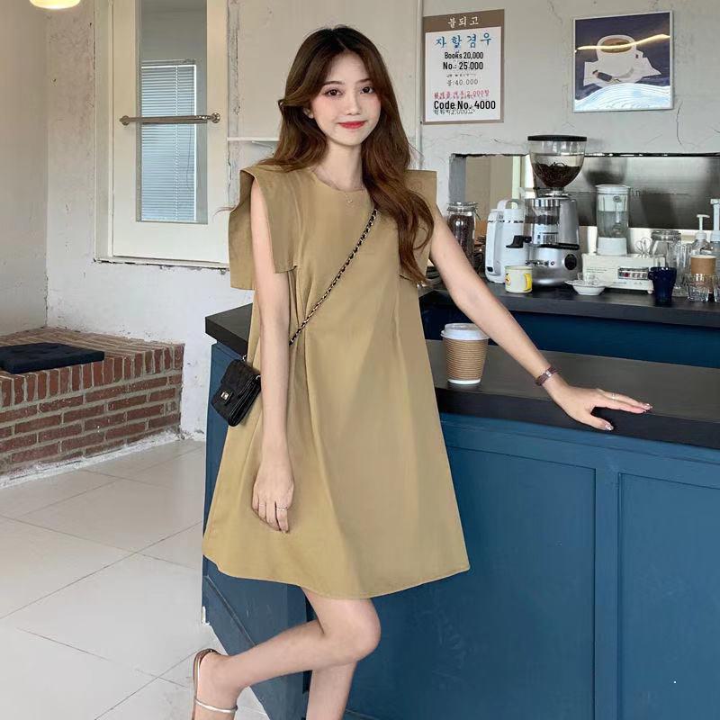 2024 Women's Sleeveless A-Line Dress: Solid Color, Loose Fit, Light Mature Style