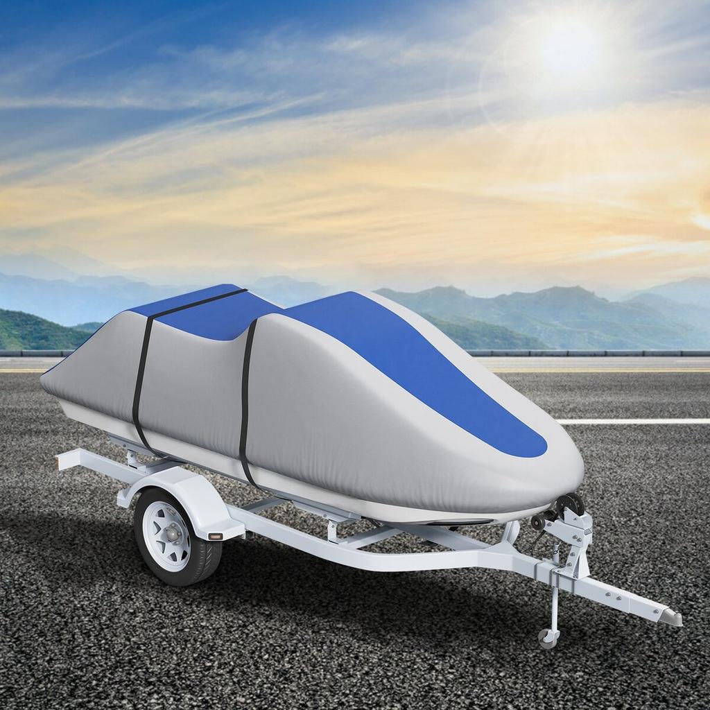 Jet Ski Cover, 3200-3420 Mm Trailerable Waterproof PWC Cover, Heavy-duty 600D Marine Grade PU Oxford Fabric, UV Resistant Seadoo Cover with Buckle