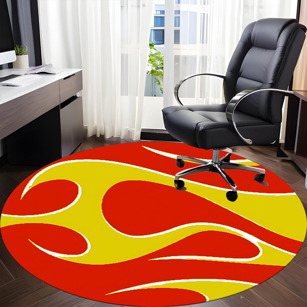 1pc Flame Wave Office Round Area Rug,  Mat Suitable For Office, Under Office Chairs Bedroom Living Room Home Decor, Room Deco