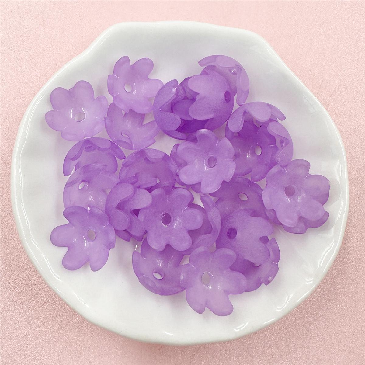 

30 шт. 14 мм акриловые свежие матовые маленькие цветочные бусины для серег, брелок, браслет, ожерелье, изготовление ювелирных изделий своими руками, аксессуары about 14mm 30pcs фиолетовый
