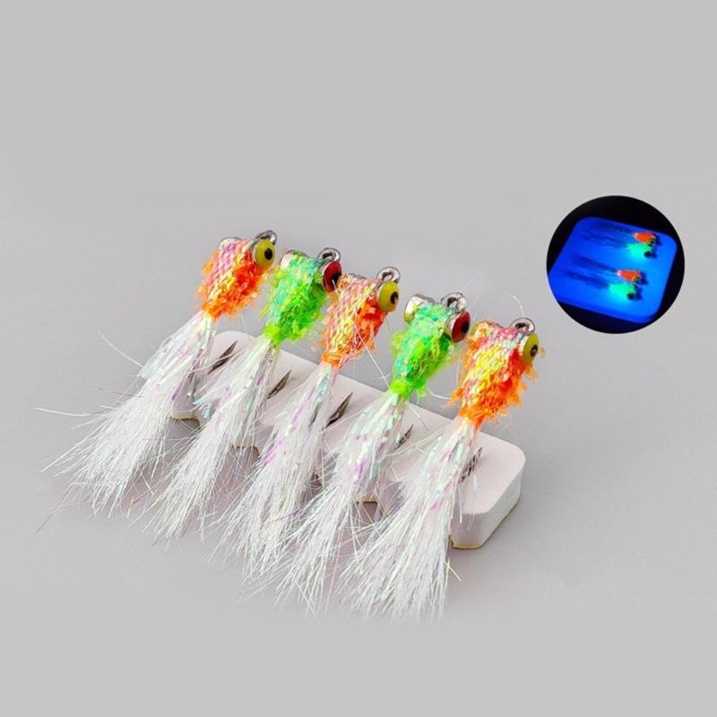 Carbon Fiber Fly Fishing Lures Realistic Hair Tail Lures With 3D Eyes & Sharply Hook For Basses Trouts & Saltwater Fish