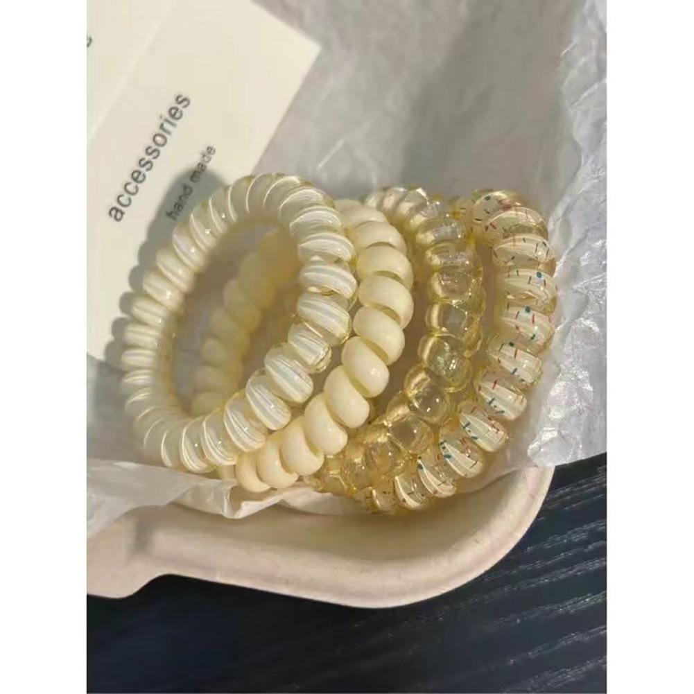 6pcs/set Gradient Telephone Wire Hair Tie Seamless Versatile Translucent Rubber Band Headwear Hair Accessories for Women