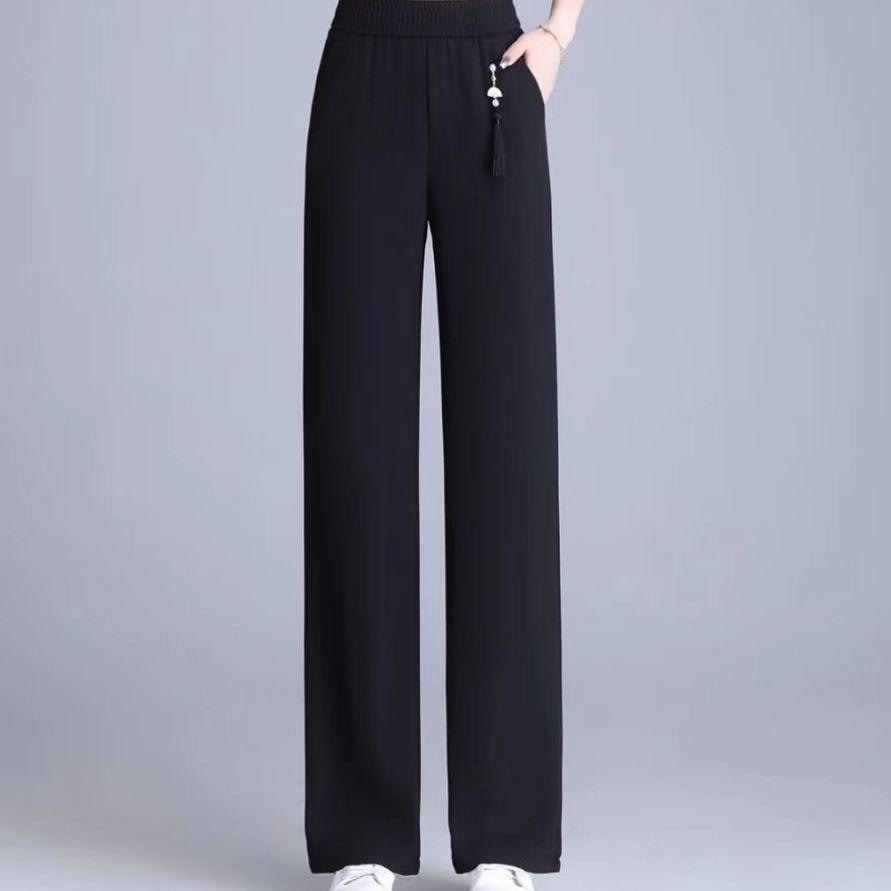 Petite High-Waist Slim Fit Wide-Leg Pants for Women - Spring/Summer S (85-95 lbs)