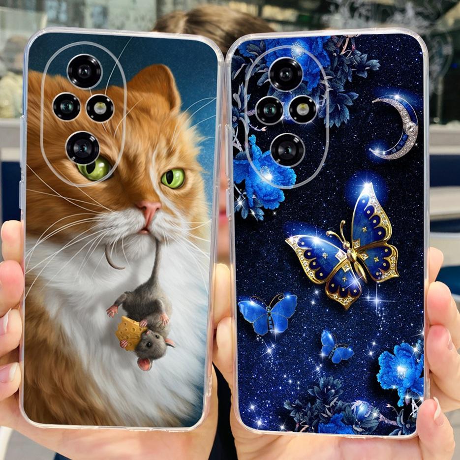 For Honor 200 Pro Case ELP-AN00 Cute Cat Painted Cover Clear Silicone Phone Case For Honor 200 Lite Honor200 Pro Soft TPU Fundas