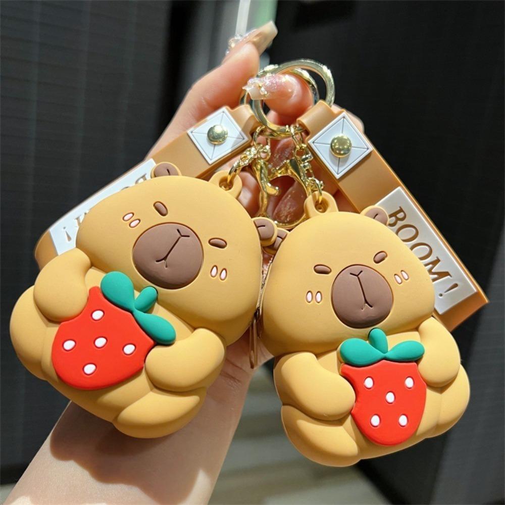 

2 шт. Подвеска Капибара Кукла Кошелек Клубника Детский Мультяшный Кошелек Силиконовая Сумка для Хранения Ежедневный коричневый