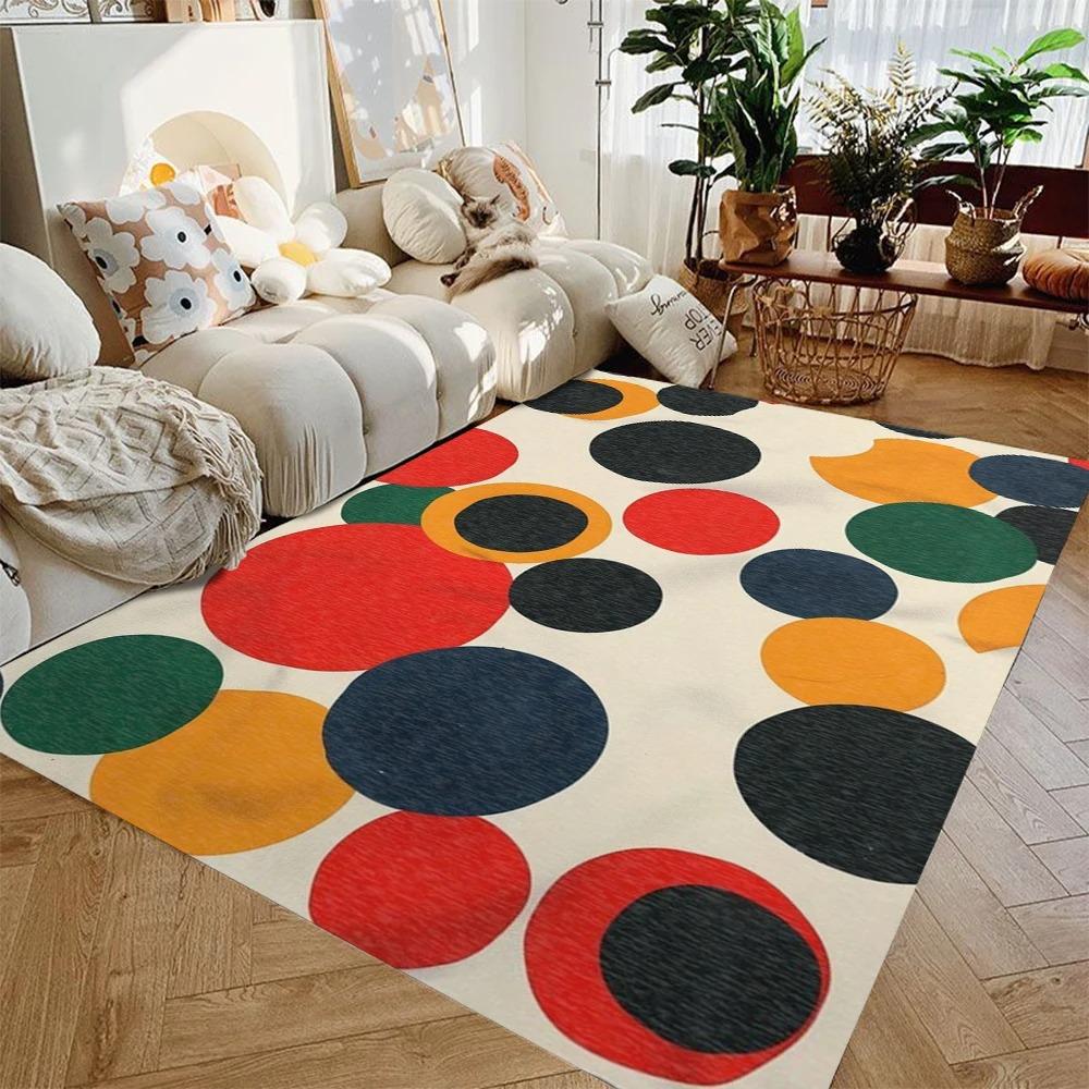 Polka Dot Area Rug Colorful Art Deco Chenille Floor Carpet Carpet for Dinning Room Living Room Bedroom Farmhouse Non Slip Mat
