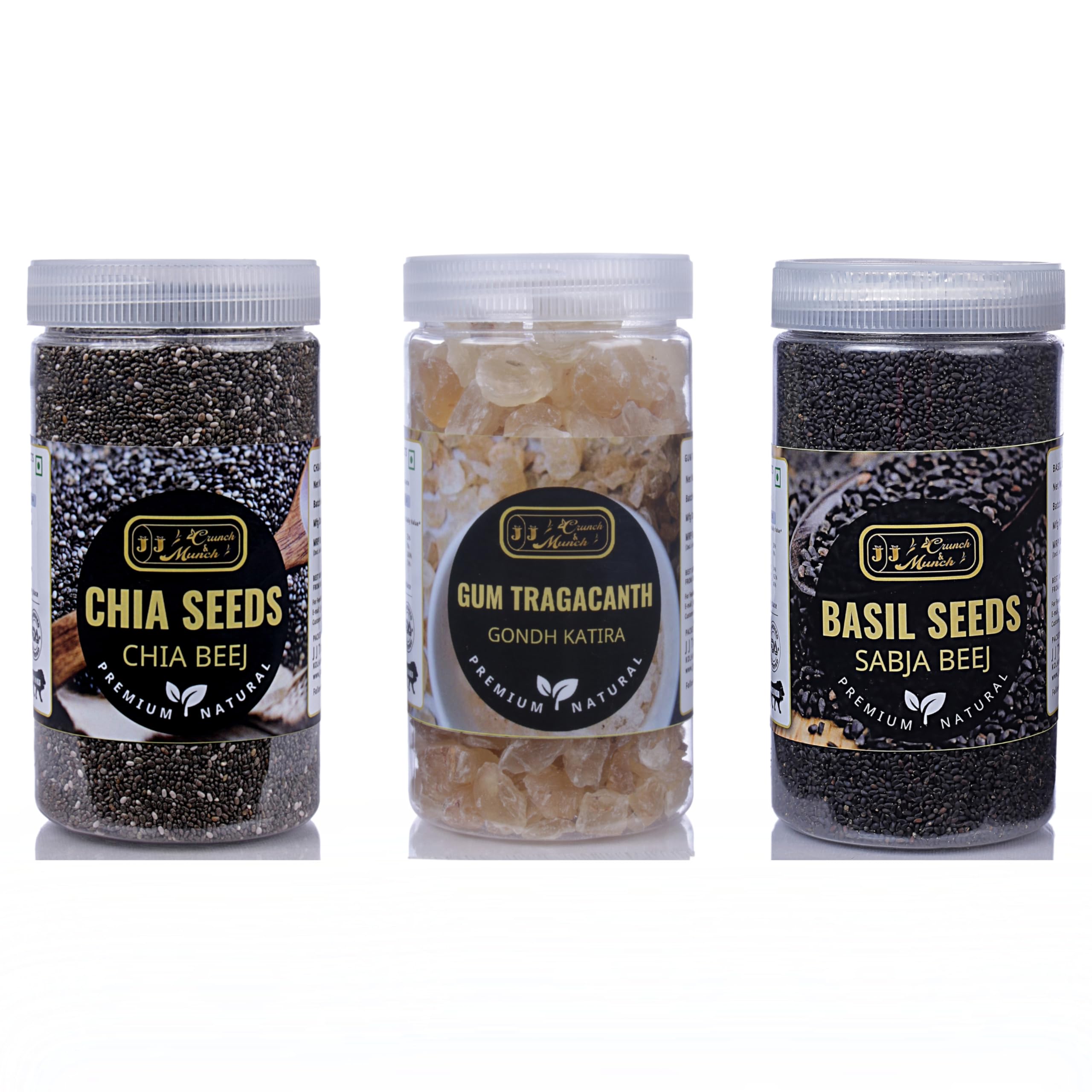 

Super Summer Combo Pack (3 x 120g) - Chia Seeds, Basil Seeds (Sabja Beej) & Gond Katira (Gum Tragacanth) | 100% Natural, High Fiber, Omega-3 Rich
