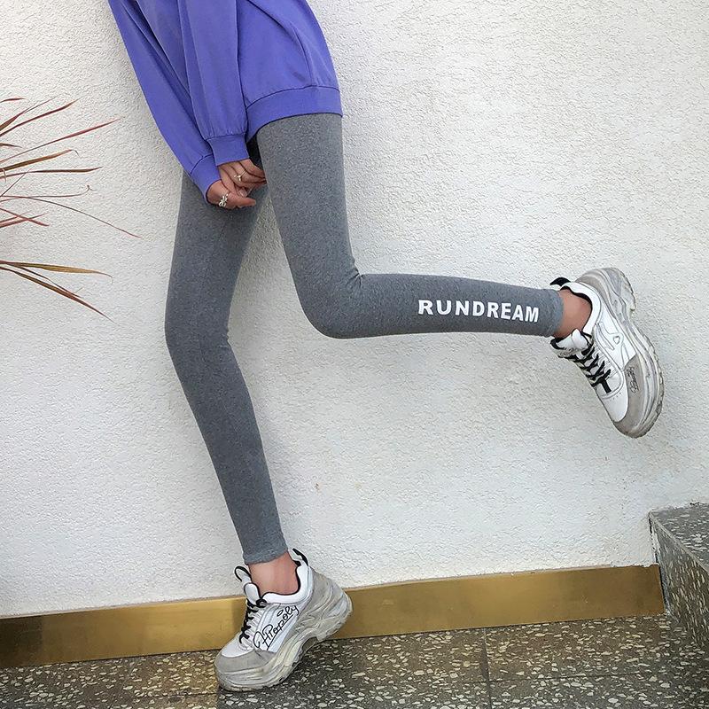 Casual Comfort Spring and Autumn Tight Running Sweatpants Female Printing Letters Bottoming Pants Elastic Large Size Yoga Pants Slim Pencil Pants